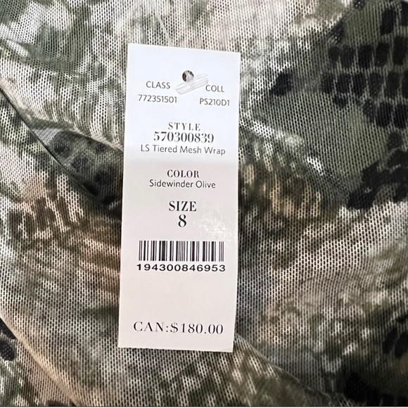 White House Black Market Tiered Mesh Wrap Dress - Picture 5 of 7